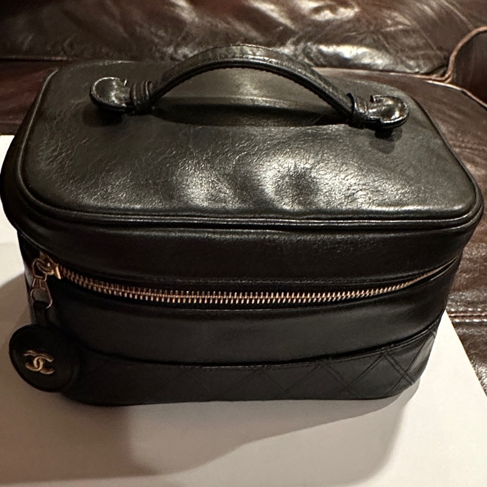 CHANEL Black Quilted Toiletry Bag